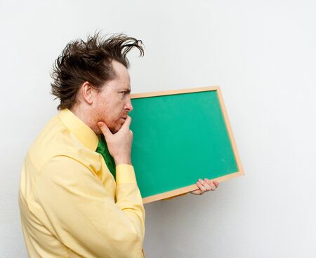 Crazy teacher with the blackboardの写真素材