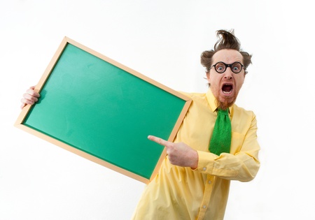 Crazy teacher with the blackboard