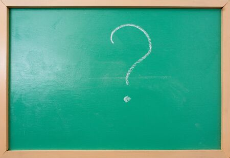 Green blackboard with a question markの写真素材