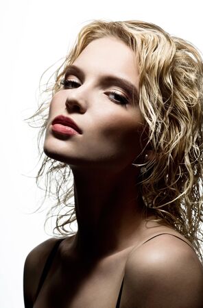 Portrait of beautiful attractive blondeの写真素材
