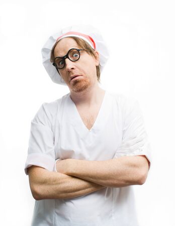 Funny chef on white backgroundの写真素材