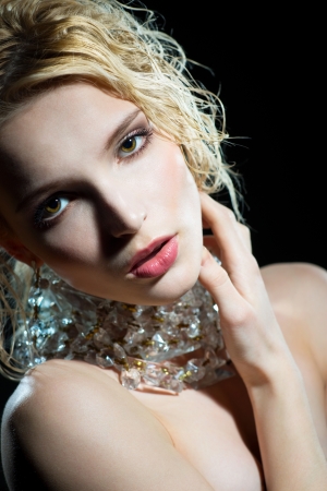 Charming portrait of the beautiful blondeの写真素材