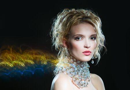 Magical portrait of the beautiful blondeの写真素材