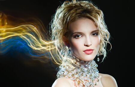 Magical portrait of the beautiful blondeの写真素材