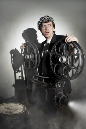 Projectionist shows the horror filmの写真素材