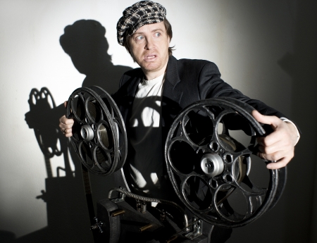 Projectionist shows the horror filmの写真素材