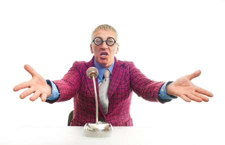 Crazy speaker with the microphoneの写真素材