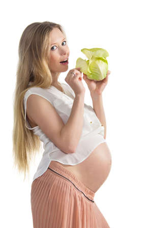 Healthy eating young pregnant  womanの写真素材