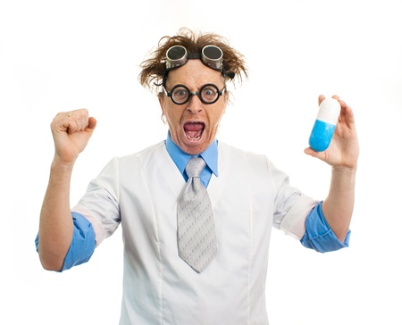 Funny doctor holding a pillの写真素材