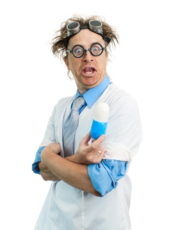 Funny doctor holding a pillの写真素材