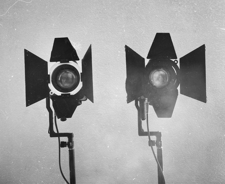 Black-and-white shot of light equipmentの写真素材