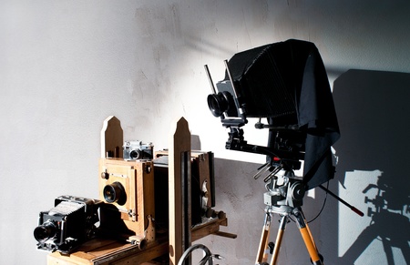 Background of an old-fashioned photo equipmentの写真素材