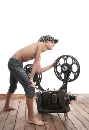 Teenager can see a interesting movieの写真素材