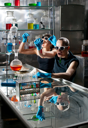 Chemists conduct research in a labの写真素材