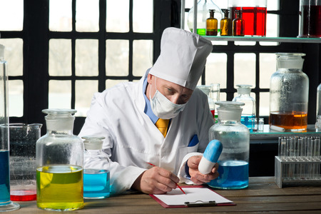 Scientist chemist at work in laboratoryの写真素材