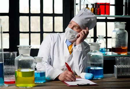 Scientist chemist at work in laboratoryの写真素材