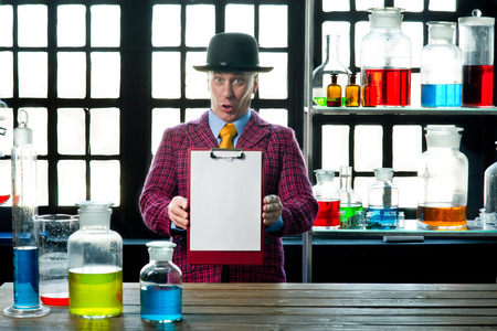 Chemistry teacher gives a lessonの写真素材