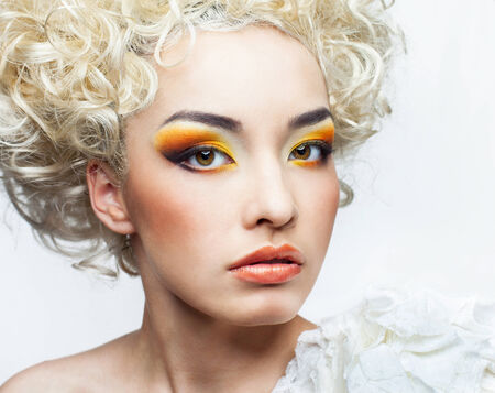 Beautiful face of a young asian girlの写真素材