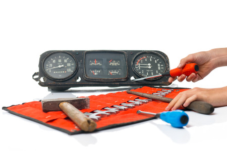 Tools for auto repair on the white backgroundの写真素材