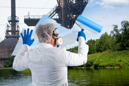 Environmentalist an opposes of environmental pollutionの写真素材