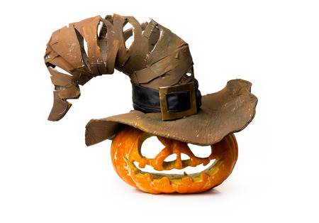 Halloween pumpkin on the white backgroundの写真素材