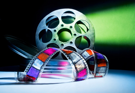 Reel of film on a color backgroundの写真素材