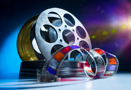 Reel of film on a color backgroundの写真素材