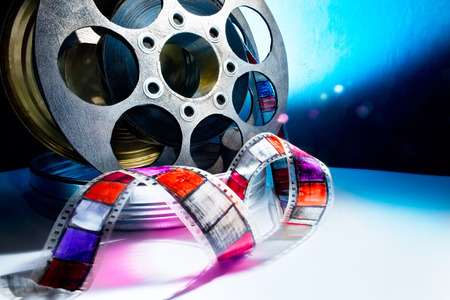 Reel of film on a color backgroundの写真素材