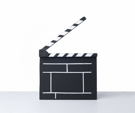 Cinema clapper on the white backgroundの写真素材