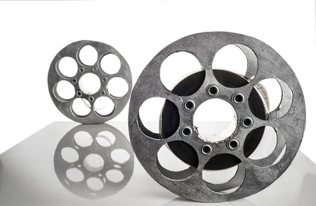 Reel of film on a white backgroundの写真素材