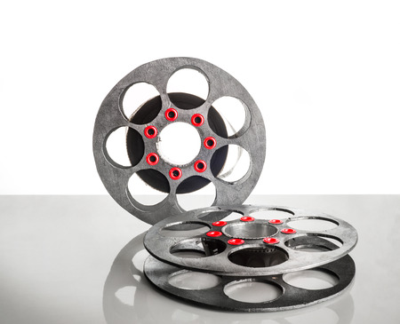 Reel of film on a white backgroundの写真素材