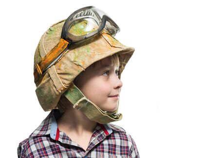 Portrait of boy in the helmetの写真素材