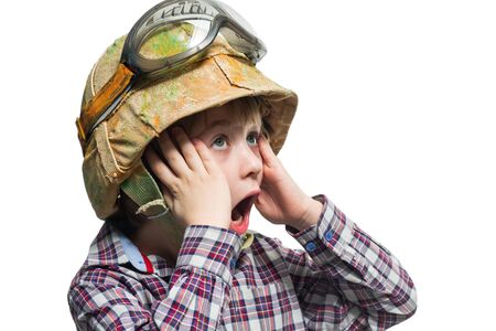 Portrait of boy in the helmetの写真素材