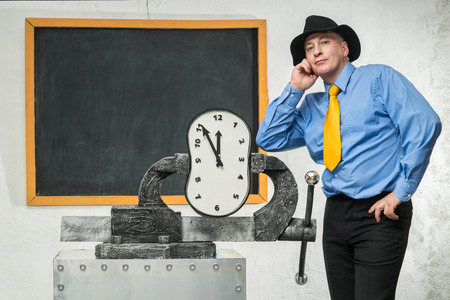 A man grabs a time in a viseの写真素材