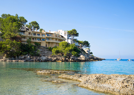 Hotel on the seafront of the island of Majorcaの写真素材