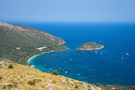 Beautiful seascape with yachts on the island of Majorcaの写真素材