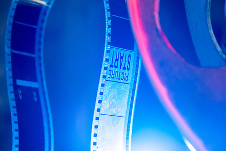 Blue background of a filmの写真素材