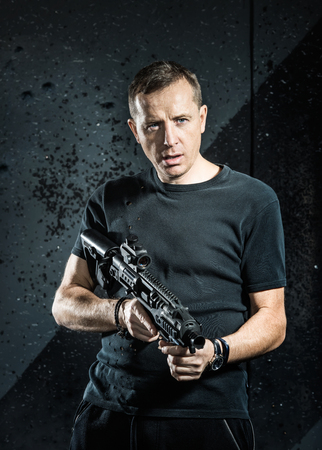 Man with the weapon in the his hands