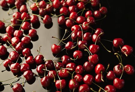 Background of a ripe cherriesの写真素材