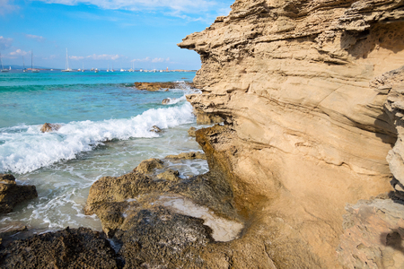 Beautiful landscape of rugged rocks by seaの写真素材