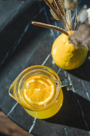 lemonade in a glassの写真素材
