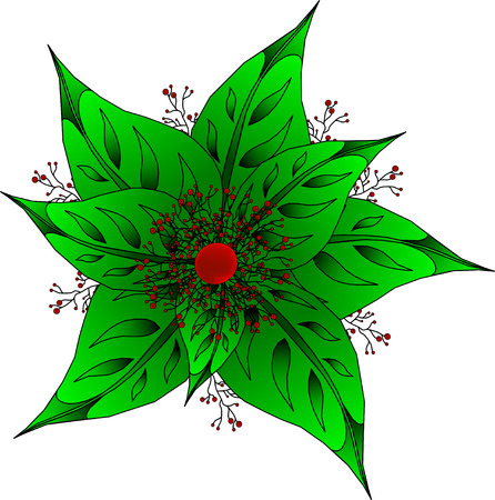 Leaves and berries on white background.のイラスト素材