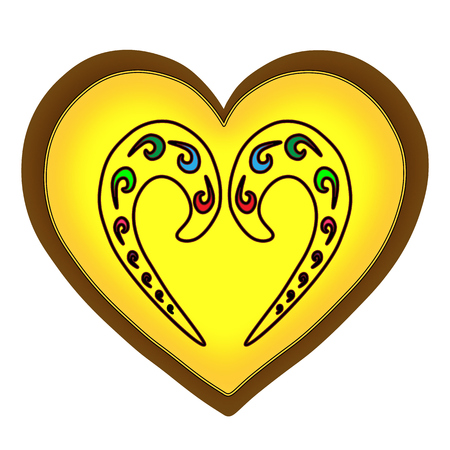 Valentines day heart yellow on a white background patternのイラスト素材