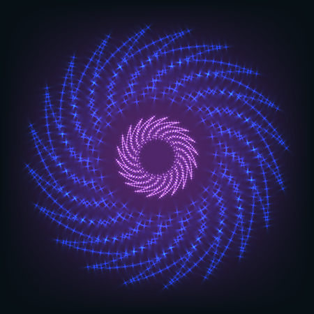 Big data visualization. Fractal element with lines and dots array. Data array visual concept. Digital sound waves. Media processing system. Information storage technology. Vector illustrationのイラスト素材