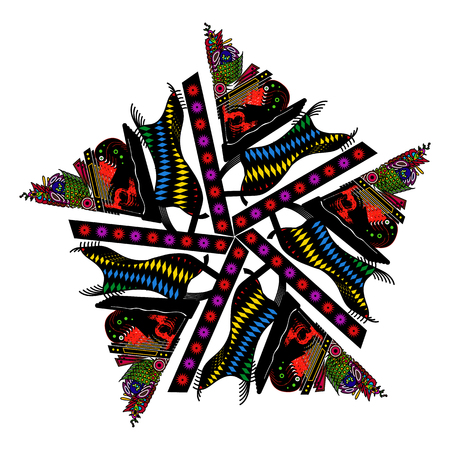 Tribal art bohemia seamless pattern. Ethnic geometric print. Colorful repeating background texture. Fabric, cloth design, wallpaper, wrappingのイラスト素材