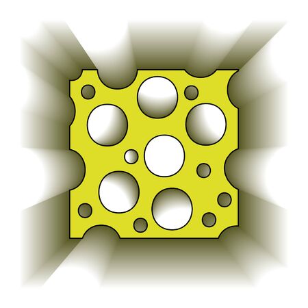 Cheese with holes seamless pattern, vector. Cheese in a flat styleのイラスト素材