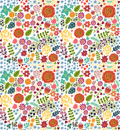 Spring background. Floral wallpaper. stylized flowers.のイラスト素材