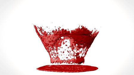 3d illustration of blood or paint splatter drop isolated on white backgroundの写真素材