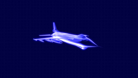 3D illustration of a fighter jet hologramの写真素材