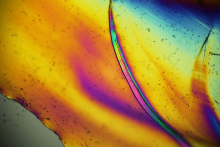 Plastic bag under polarized light microscopeの写真素材